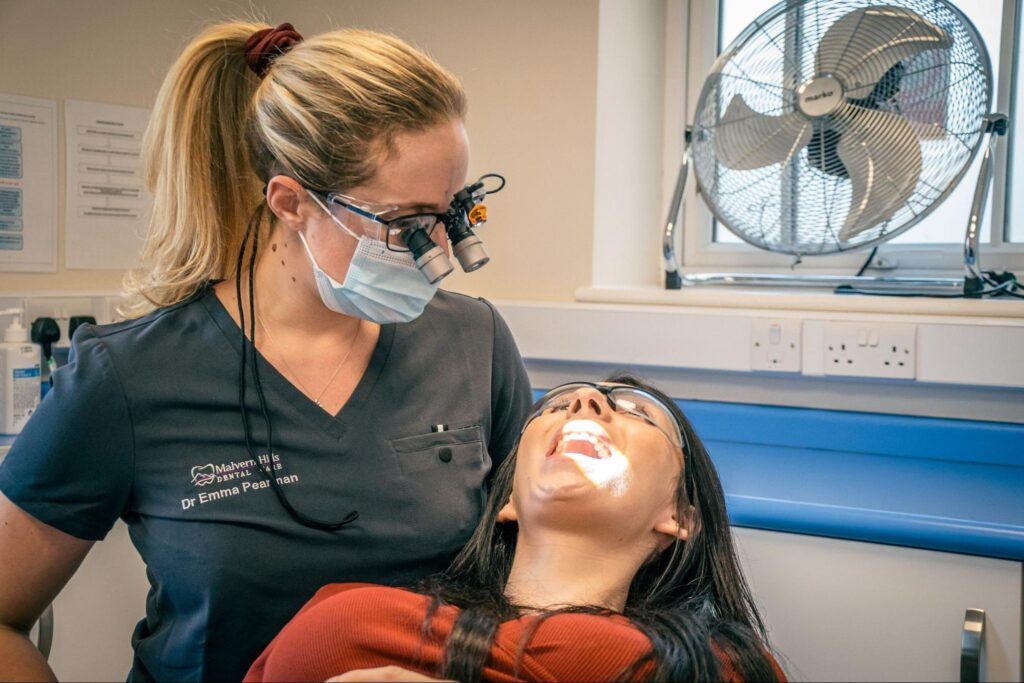 dentist checking the patient